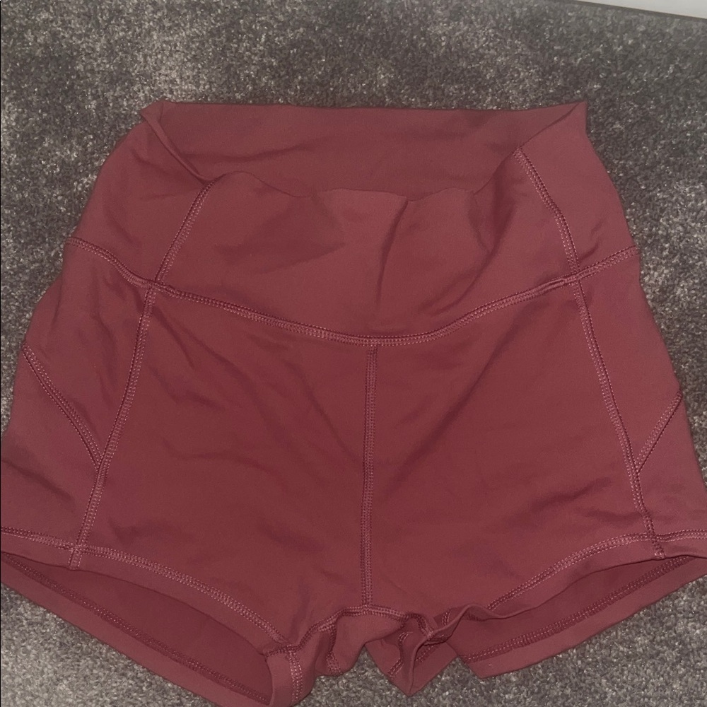 Women's High-Waisted Burgundy Shorts